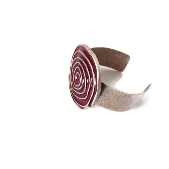 Jewelry - Cuff Bracelet with Enamel Painted Rosette J885